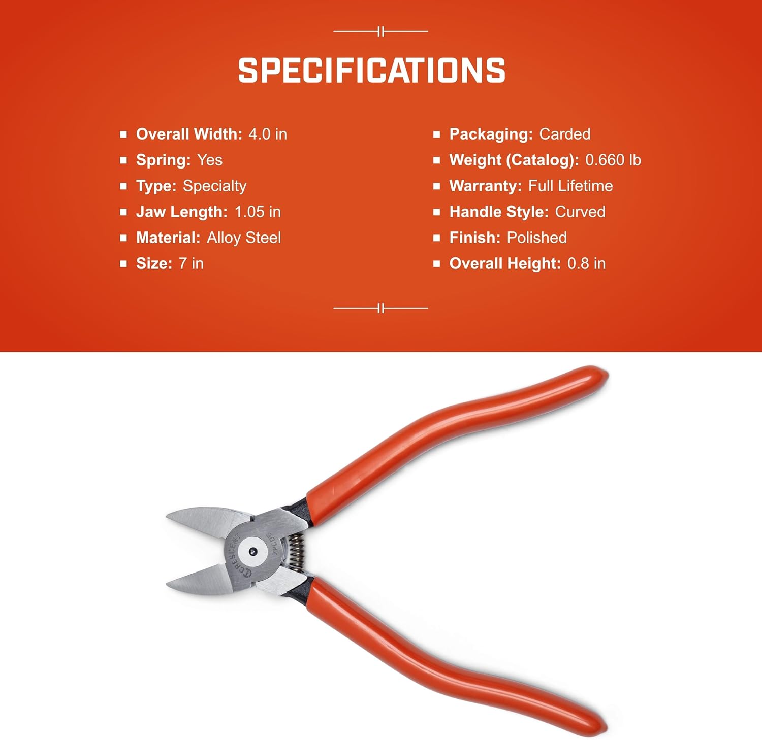 CRESCENT - 7" Plastic Cutting Plier Dipped Grip (7PCDG)