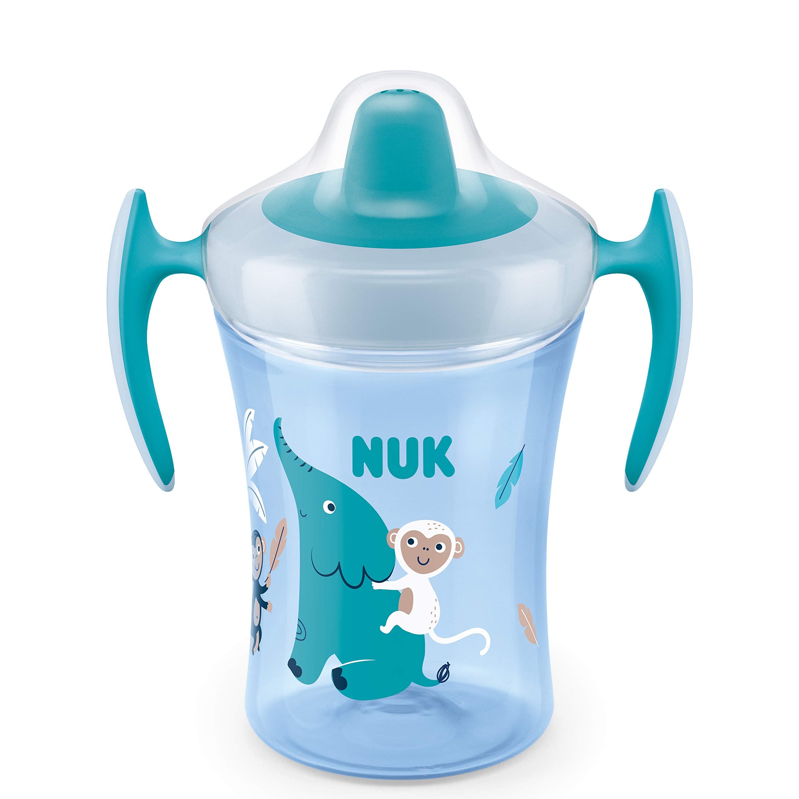 NUK Trainer Cup Sippy Cup | Leak-Proof Soft Drinking Spout | 6+ Months | BPA-Free | 230ml | Elephant (Turquoise) | 1 Count
