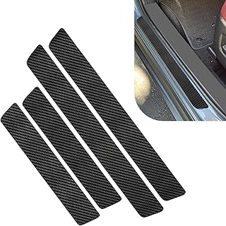 4PCS Car Door Sill Protector, Carbon Fiber Car Door Threshold Protection, Auto Doors Edge Protector Strips Anti-Scratch Sticker, Universal for Vehicle, Sedan, SUV (Black)