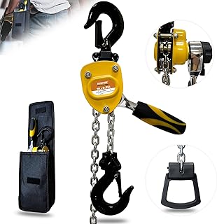 KITUYOTO Mini Lever Chain Hoist 1/4 Ton-Portable Manual Lever Chain Hoist 550Lbs Capacity and 10Ft Lift with Safety Hooks|Come Along Winch Heavy Duty Puller|Ratchet G80 Chain Fall Hoist for Garages