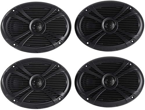 Rockville (4) RMSTS69B 6x9 2000w Altavoces marinos impermeables para barcos de 2 vías, color negro