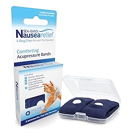 Sea-Band Anti-Nausea Acupressure Wristband for Motion & Morning Sickness - 1 Pair Navy Blue
