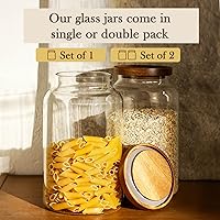 Vista 3 de Labina Glass Storage Container Airtight Food Jars Kitchen Canister with Wood Lids, 88 Oz Wide Mouth Pantry Organization Glass Jar for Flour, Sugar