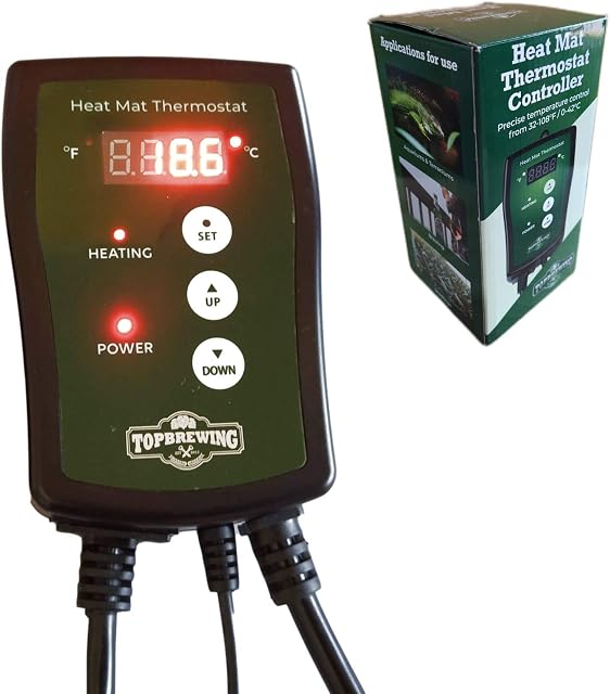 Digital Thermostat Temperature Controller for Heat Mat / Belts  Suits for Seedling Plant Germination Propagation, Home Brew Fermentation Brewing, Reptile & Fish Tanks  0 to 42 Degrees Celsius Range