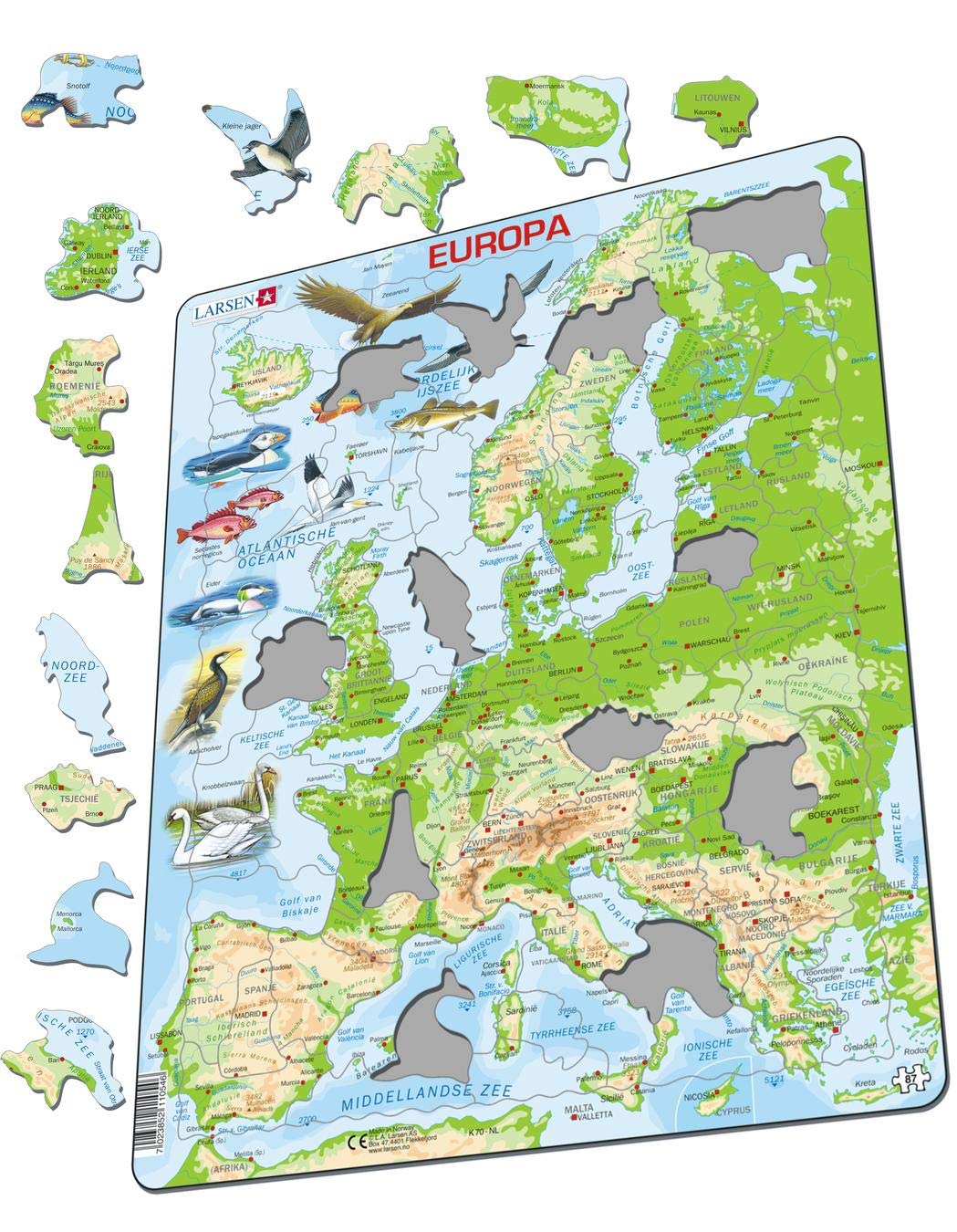 LARSEN K1 LA Mappa Politica Mondiale Edizione Olandese Puzzle