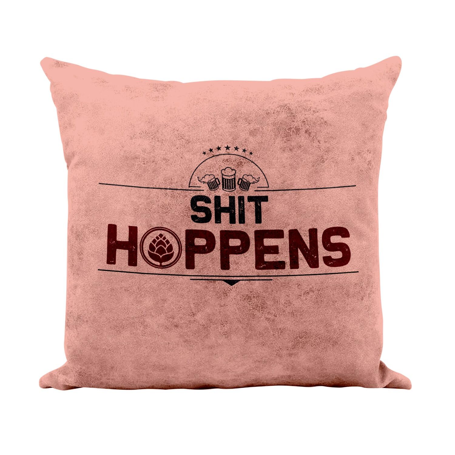 Coussin similicuir rose Shit Hoppens pour déco salon moderne