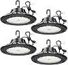15000LM Super Bright High Bay Lights 5000K, 0-10V Dimmable,US Plug 5 Cable, 100-277V for Workshop Barn Warehouse4 Pack
