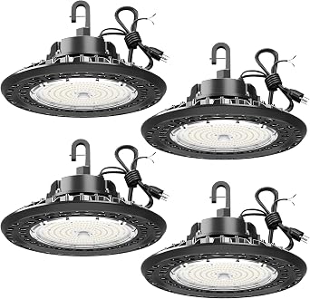 LED High Bay Light Super Bright Dimmable AC100-277V 200W 30000LM 5000K DLC/ETL Listed Lights 6ft with US Plug High Bay LED Light Warehouse Workshop 4 Pack