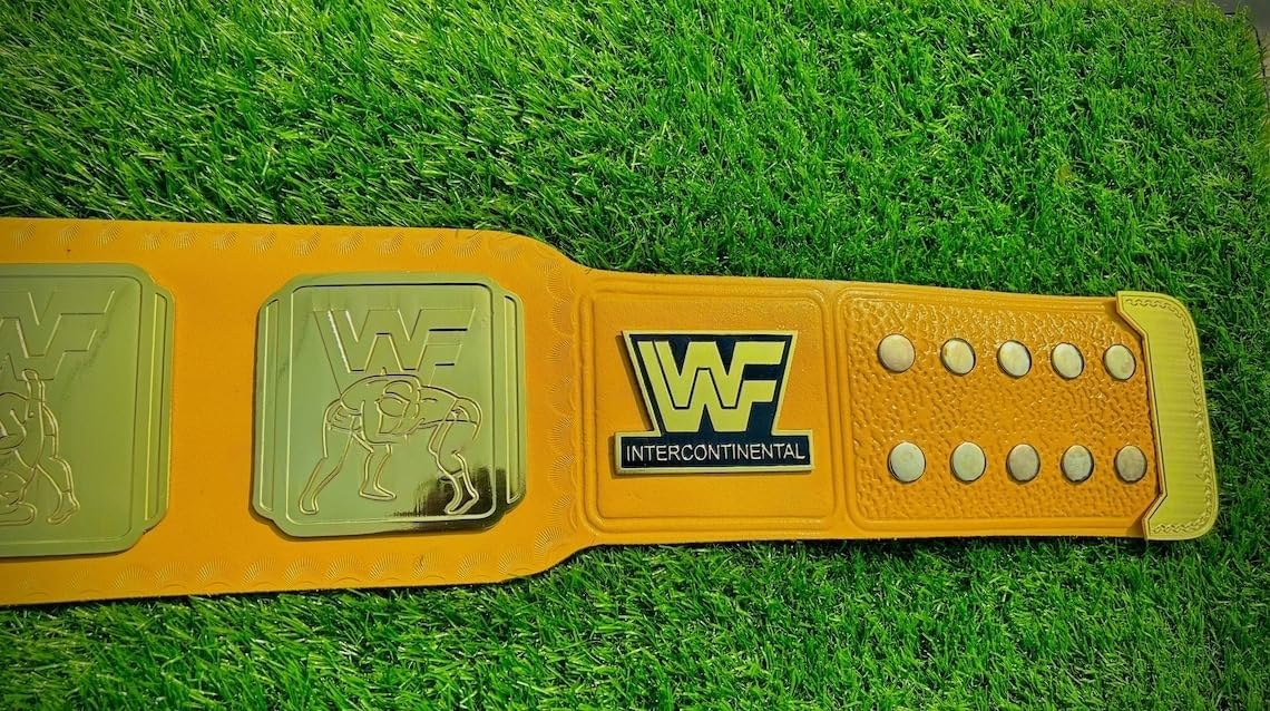WWF Intercontinental Heavyweight Wrestling Championship Belt, WWF Intercontinental Replica Belt 2mm, Gold/Yellow