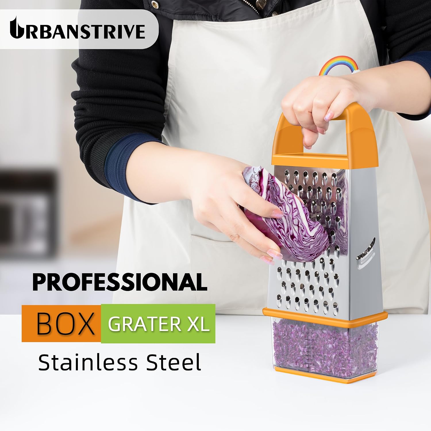 Cheese Grater With Container Box Grater Stainless Steel Kitchen Orange image 5