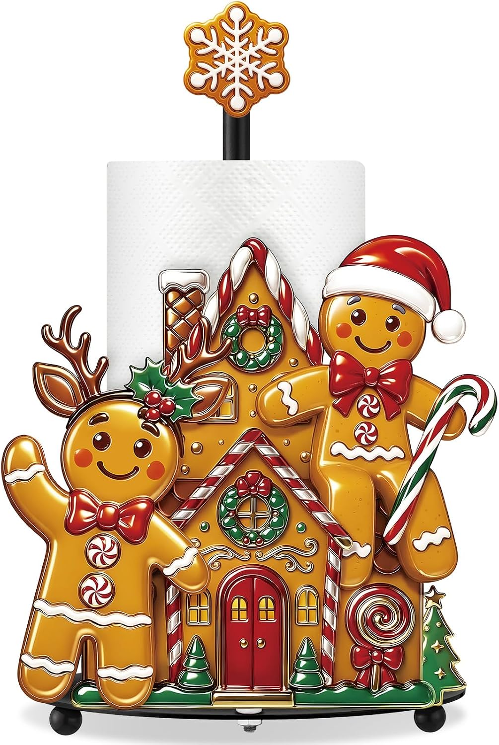 Thyle Christmas Gingerbread Man Paper Towel Holder, Xmas Countertop Stand