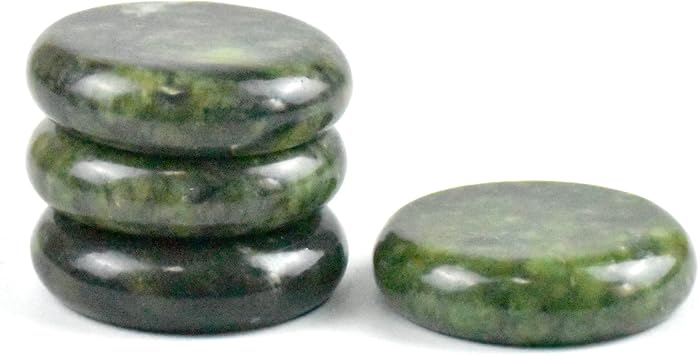 4Pcs Hot Massage Stones Set Natural Green Jade Heated Warmer Stone for Spa Massage 7 * 7CM