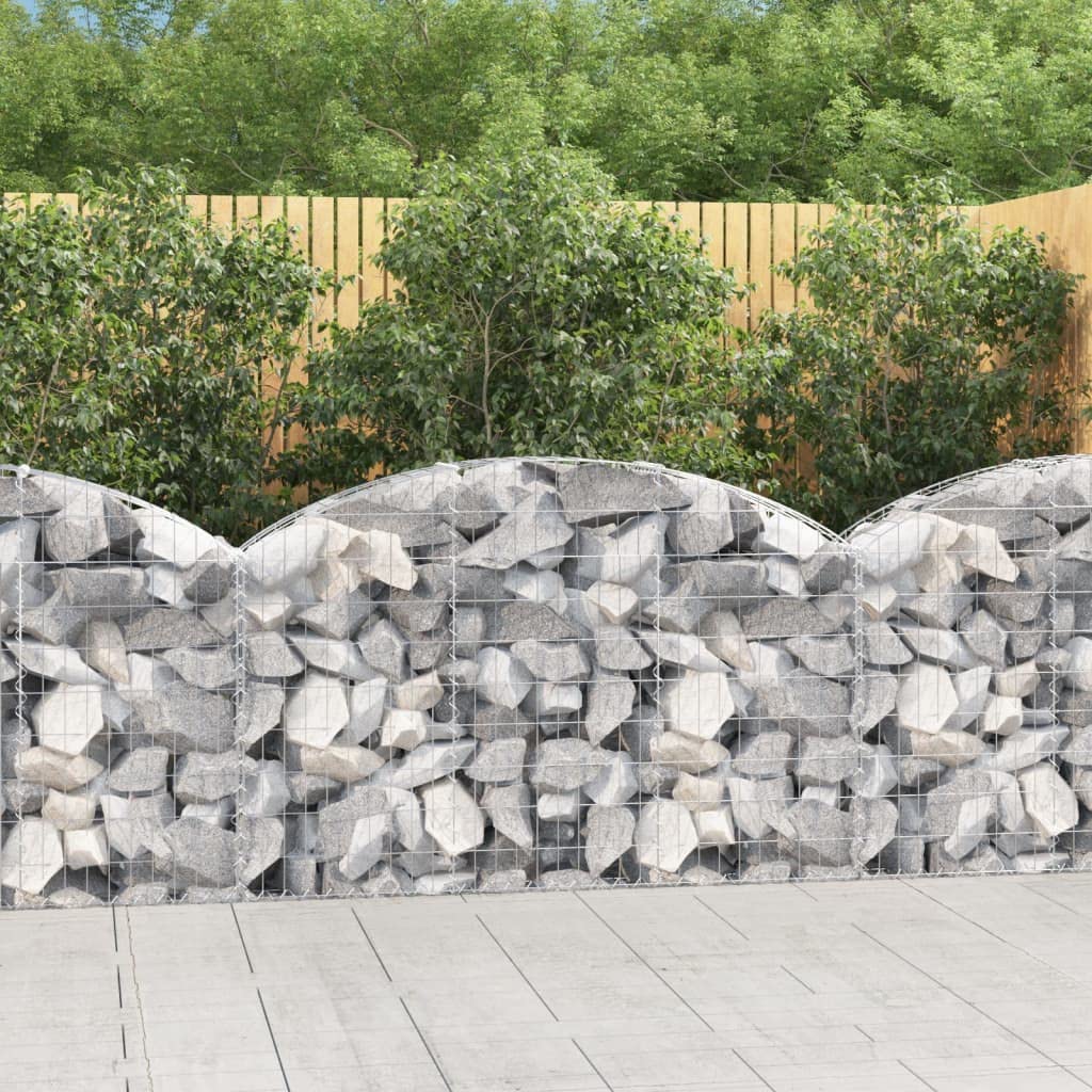 Gabione mit Hochbogen 150 x 30 x 80/100 cm aus verzinktem Eisen, Garten Terrasse Balkonkasten Dekoration für Blumen Pflanzen Kräuter Gemüse, frostfest, Outdoor und Indoor für Beete