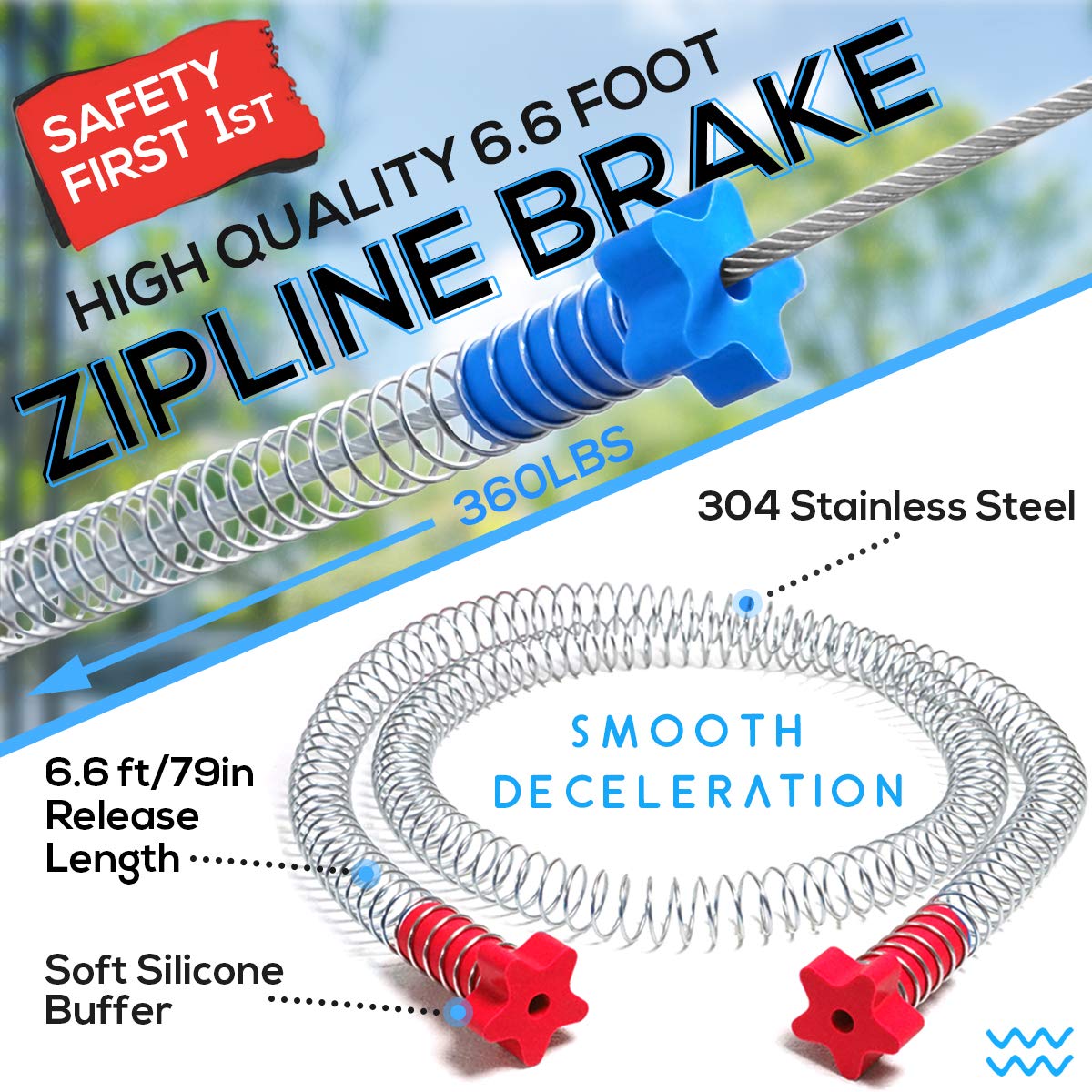 Zip Line Kit 80ft 100ft 120ft Zipline Kits for Backyard Kids Play Set