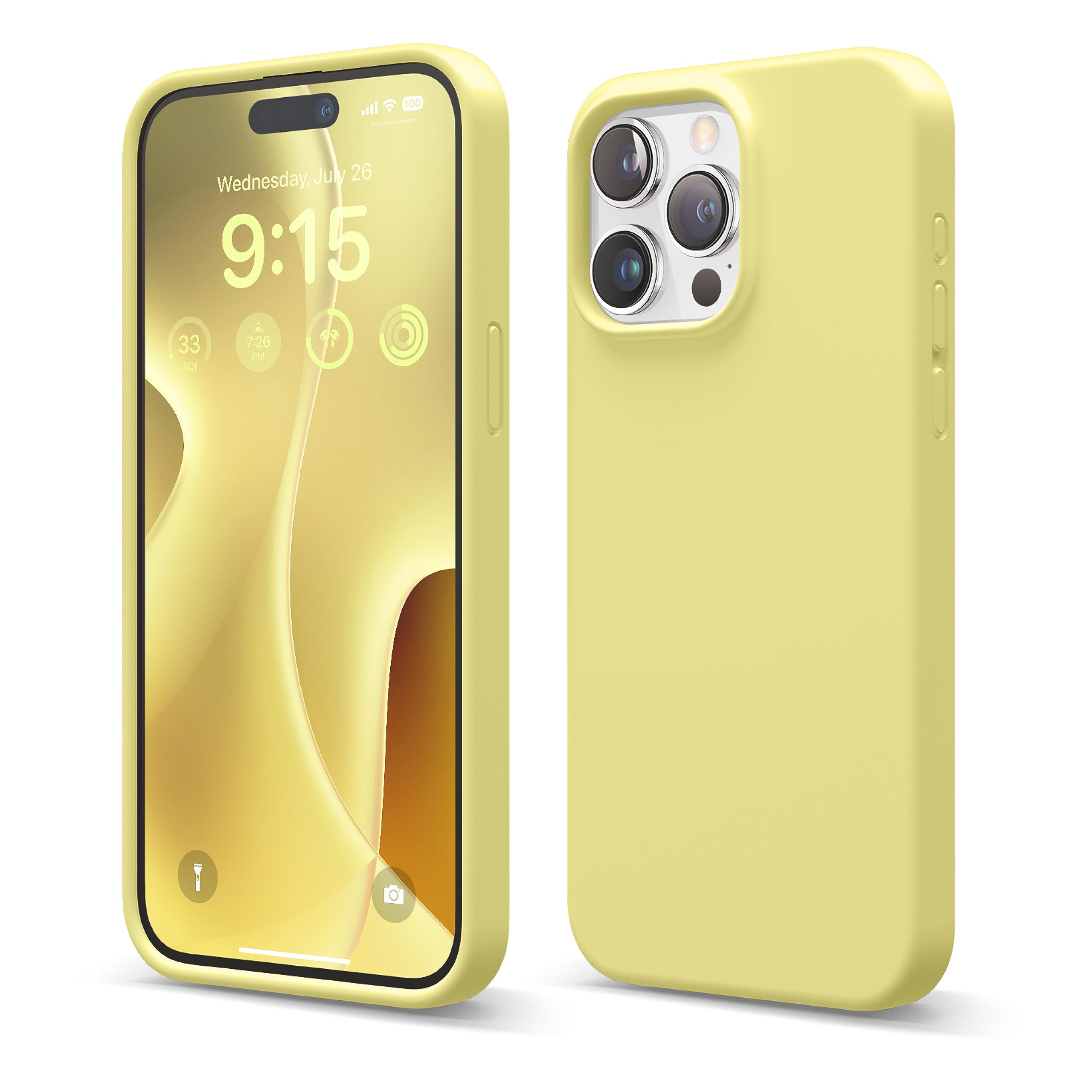 elago Liquid Silicone for iPhone 15 Pro MAX case cover Full Body Protection, Shockproof, Slim, Anti-Scratch Soft Microfiber Lining - Yellow