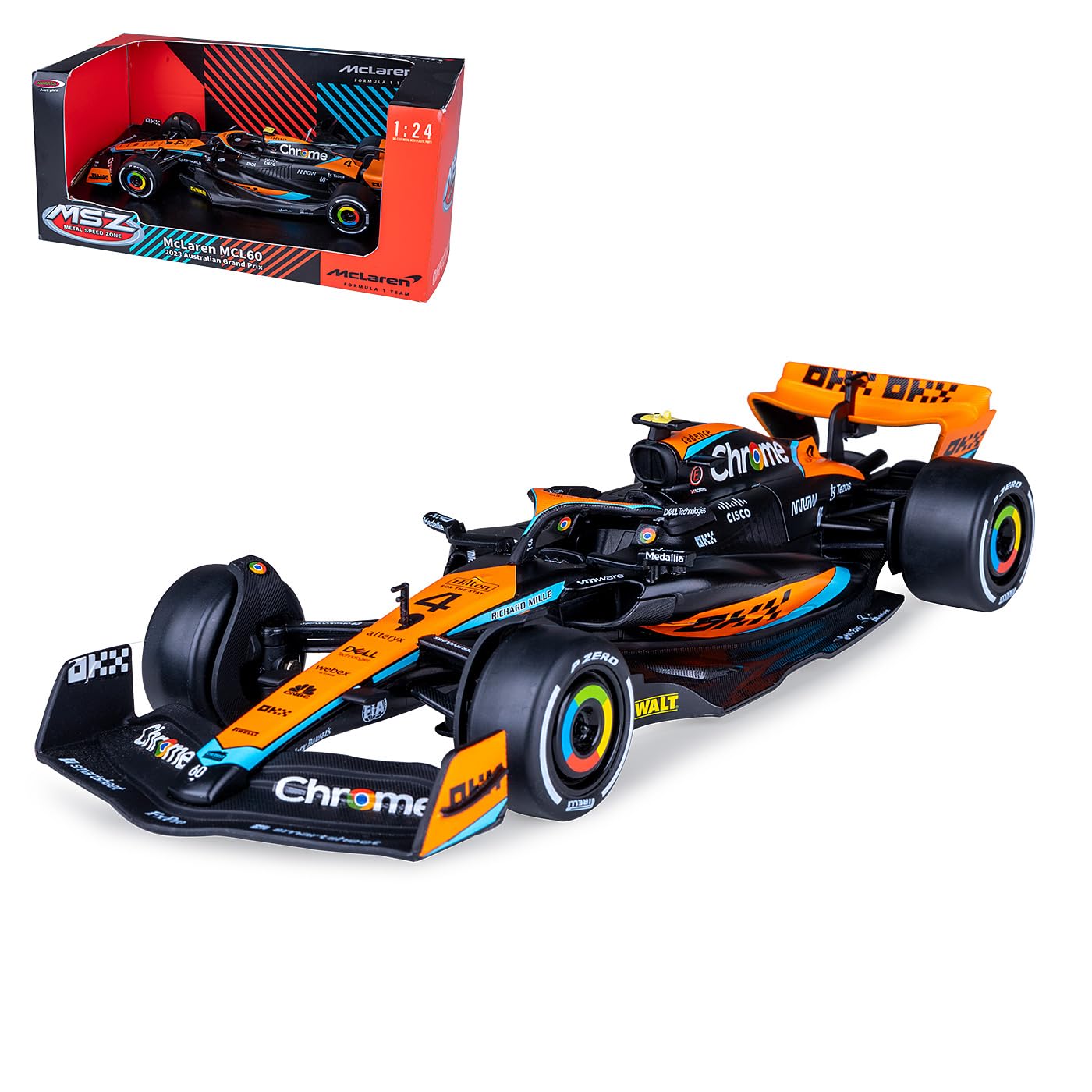 JAMARA 402607 McLaren MCL60 2023 Diecast 1:24 - Modellauto Spielzeug, Kinder Car, Model mini Miniatur Fahrzeuge, Geschenkidee für Kinder, Links/Rechts, Offiziell lizenziert, schwarz