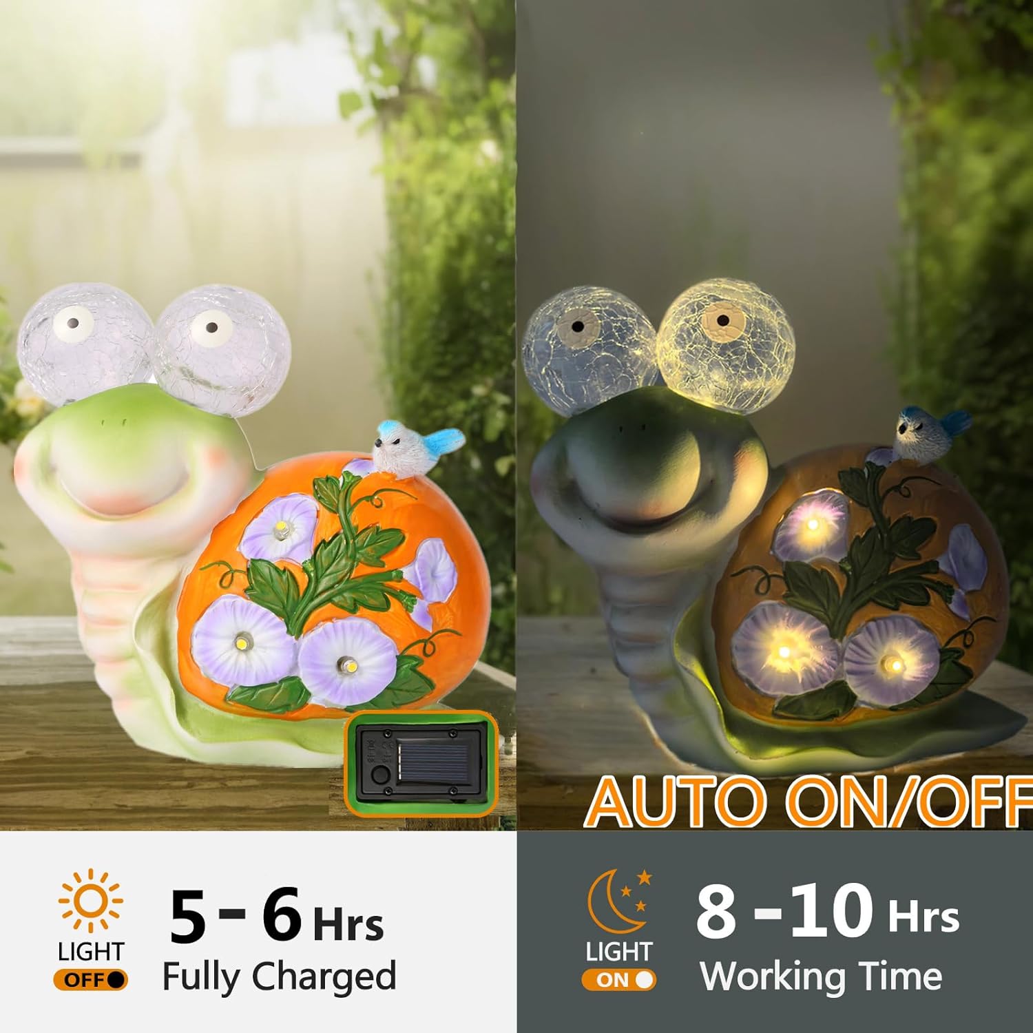 ASTRAEUS Solar Snail Statue Garden Light Figurine Outdoor Decor with 5 LED Lights Lawn Decor Statue Unique Christmas Birthdays Housewarming Gift for Patio, Balcony, Yard - Image 2