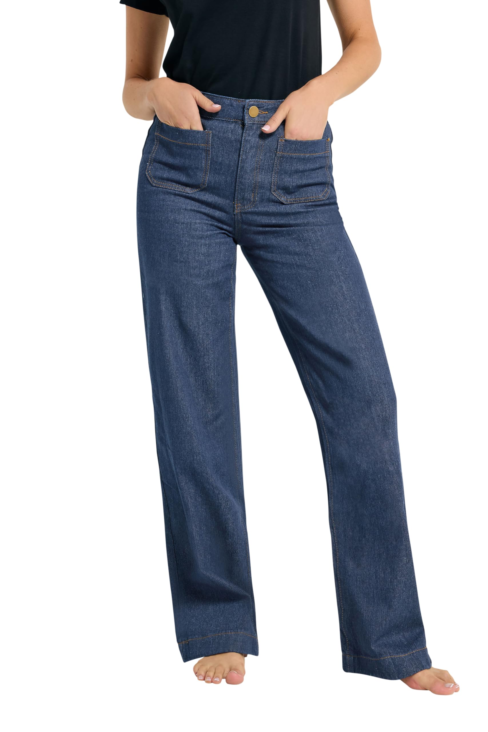 Long Tall Sally Wide Leg Patch Pocket Detail, Blue, Size 22, Length 34, Women