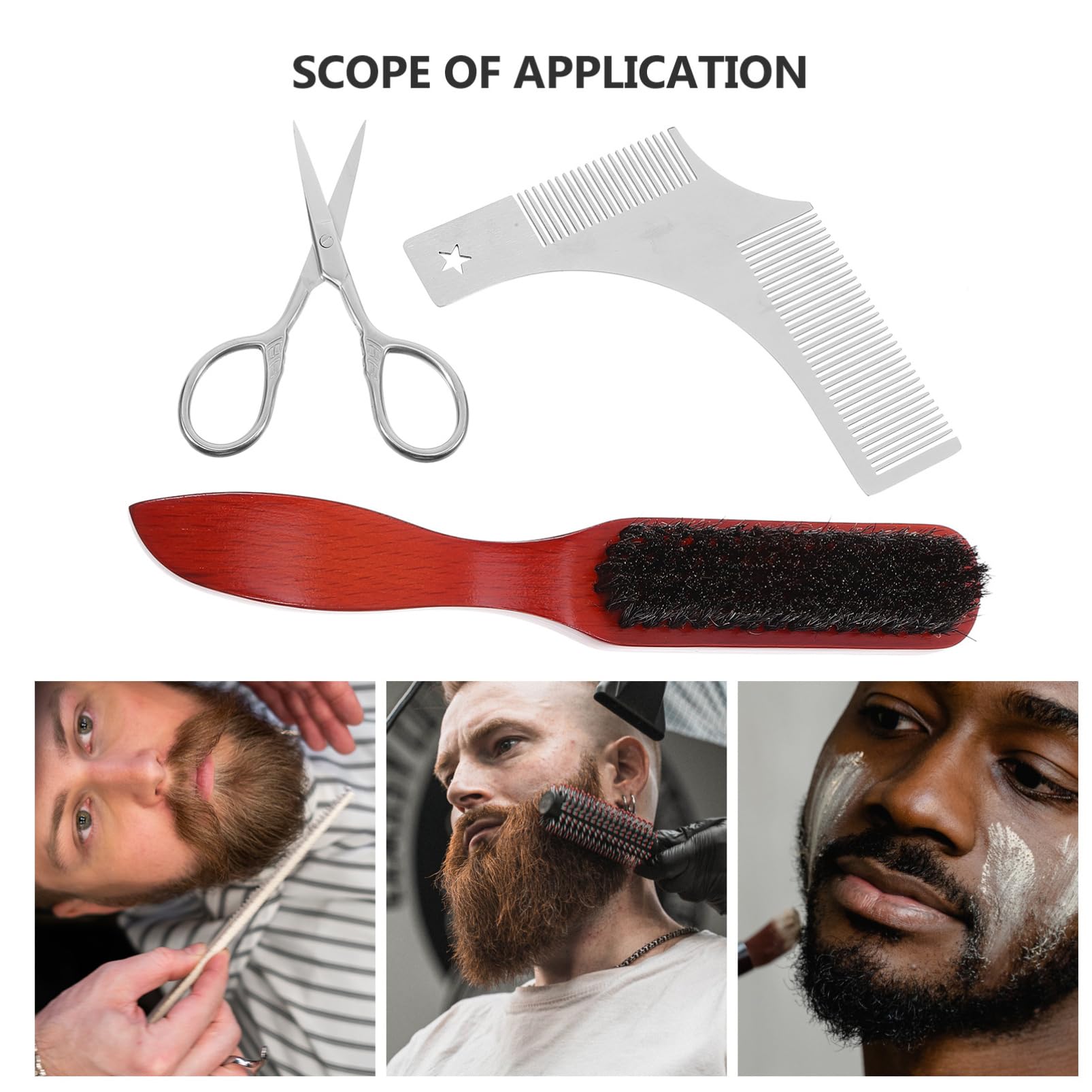 Baluue 2 Ensembles Peigne à Barbe Kit Barbe Portable Entretenir Et Tailler La Barbe Brosse à Barbe En Bois