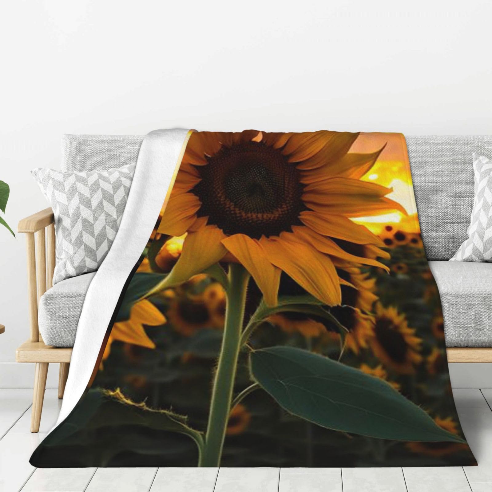 Farm Sunflower Throw Blanket Plush Flannel Fleece Blanket, Soft Lightweight Cozy Blankets 40"X30" for Bed Couch Sofa Travel