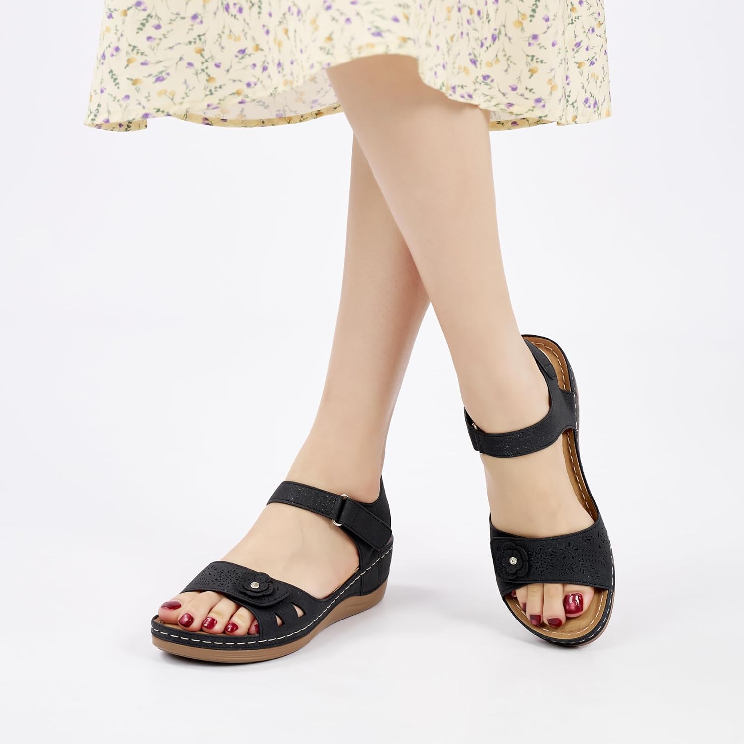 Sandals for Women Wedge Shoes: 2026 Comfortable Summer Dressy Platform Walking Sandals with Adjustable Hook Loop for Casual - Image 6