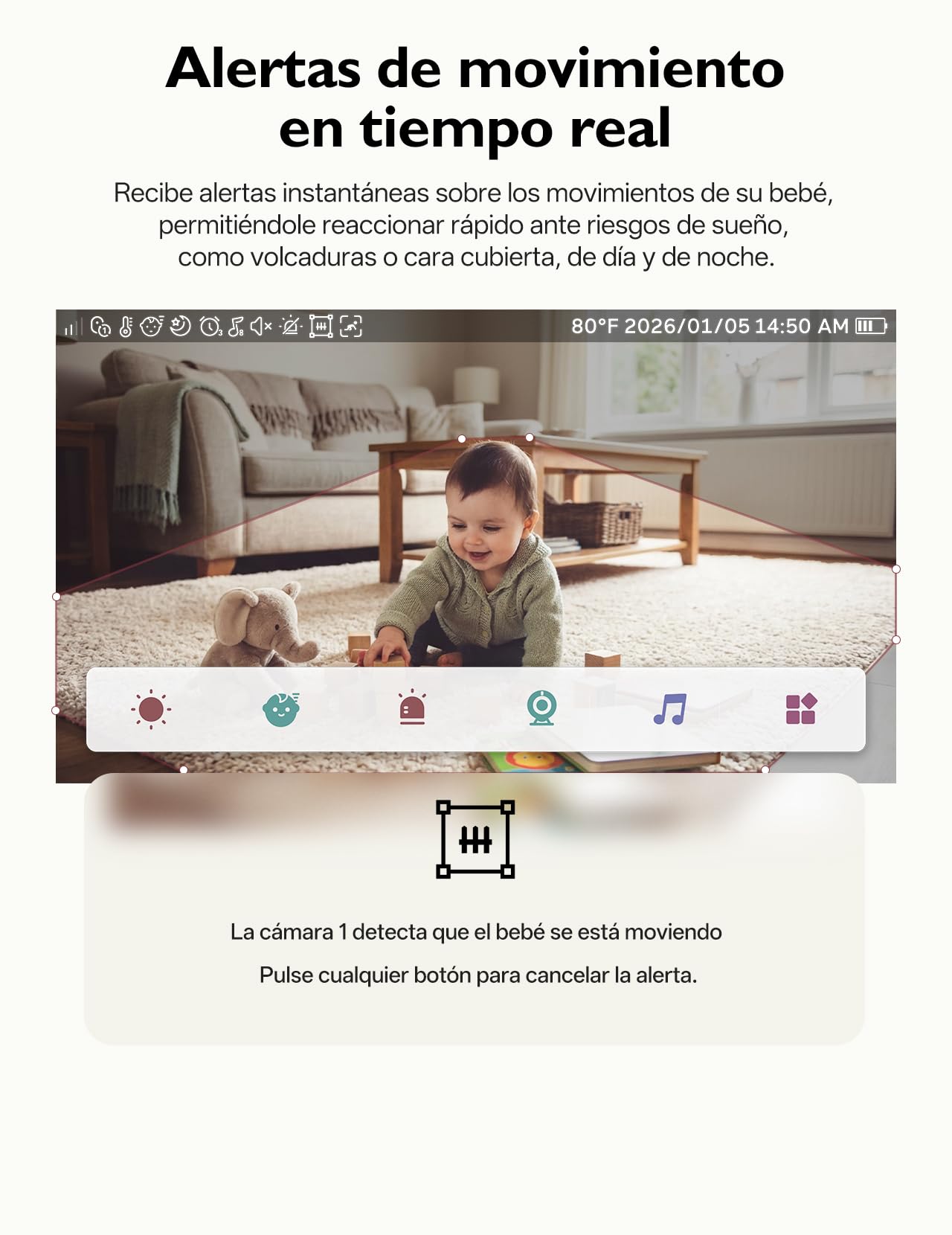 Momcozy BM03S Vigilabebes con Camara sin WiFi,5.5"1080P FHD,5800mAh batería | Versión mejorada de Momcozy BM03, Monitor Bebe con alcance de 500m, zona segura, detección de movimiento, visión nocturna,VOX