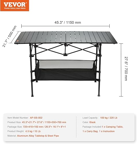 Miniatura 3 de VEVOR Mesa plegable de aluminio ultra compacta para exteriores, portátil, con gran bolsa de almacenamiento y transporte, para picnic, tienda de