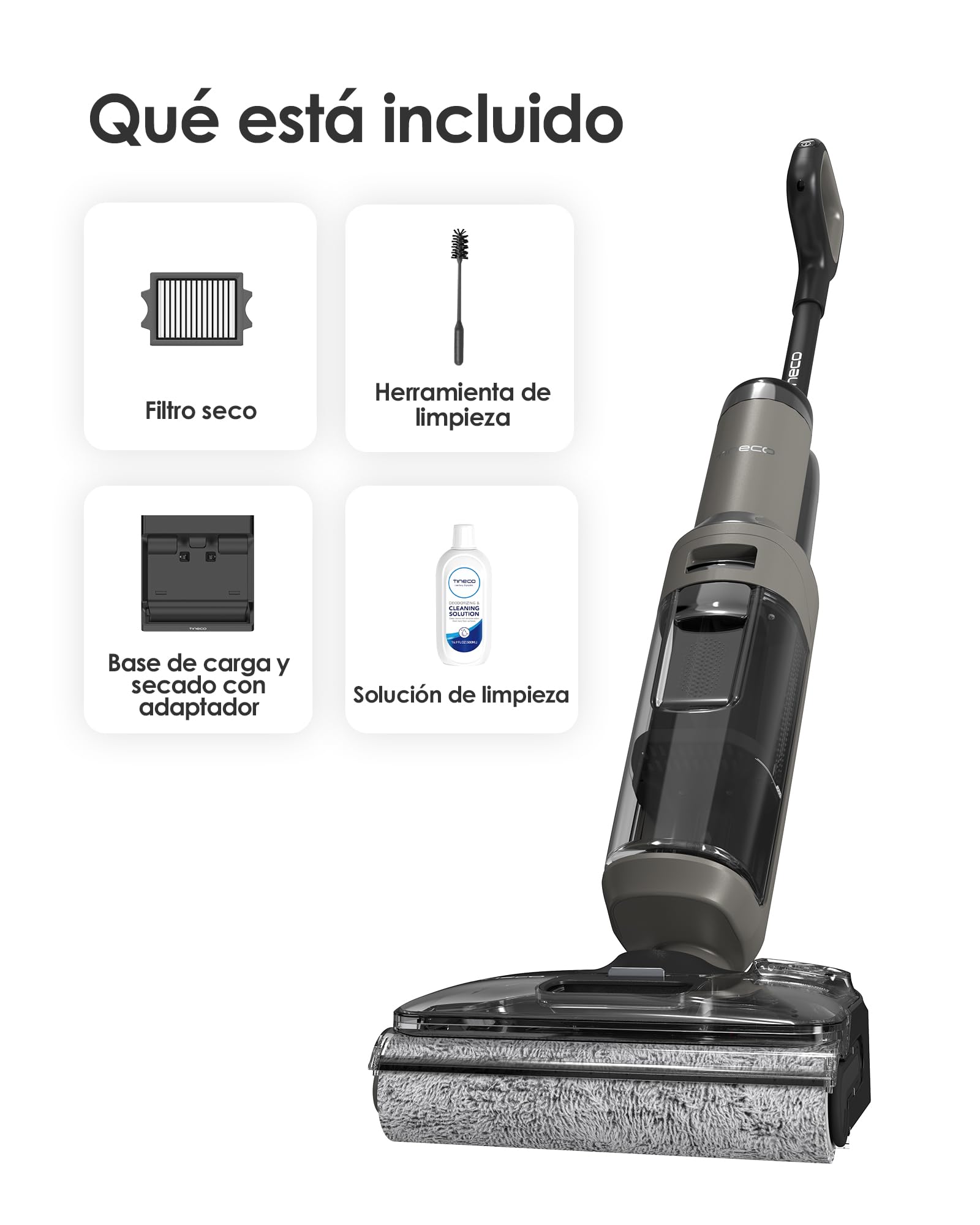 Tineco Floor One i6 Stretch - Aspiradora Seco/Húmedo, Aspira y Trapea, 20.000 Pa, 180°Lay-Flat, Autolimpieza, 40 min, Antienredos, Celda de Bolsa Mejorada, Ideal para Pelo de Mascotas
