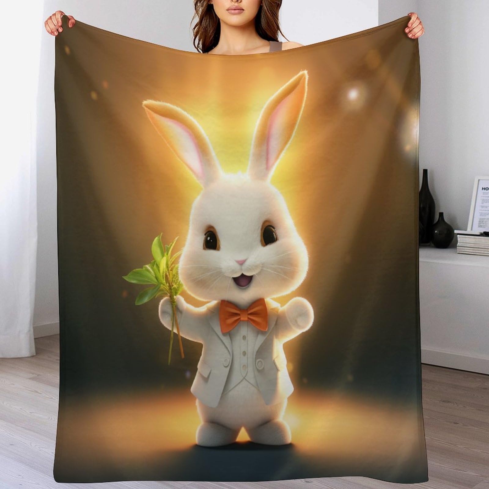 Couverture lapin polaire flannel douce pour protéger le canapé et réchauffer les enfants