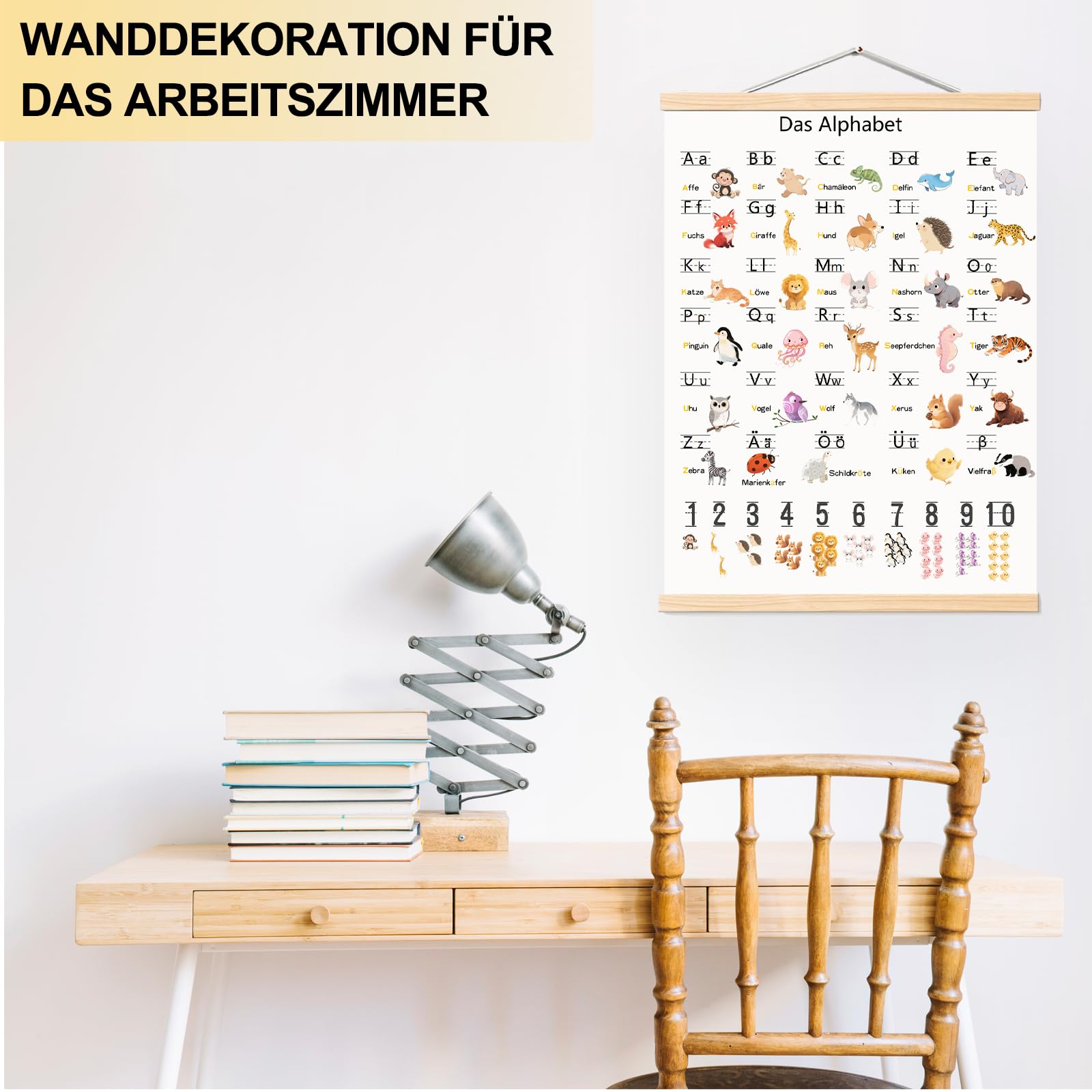 BORISCA ABC Lernposter Für Kinder 30x40 Cm - Mit Tierillustrationen & Zahlen