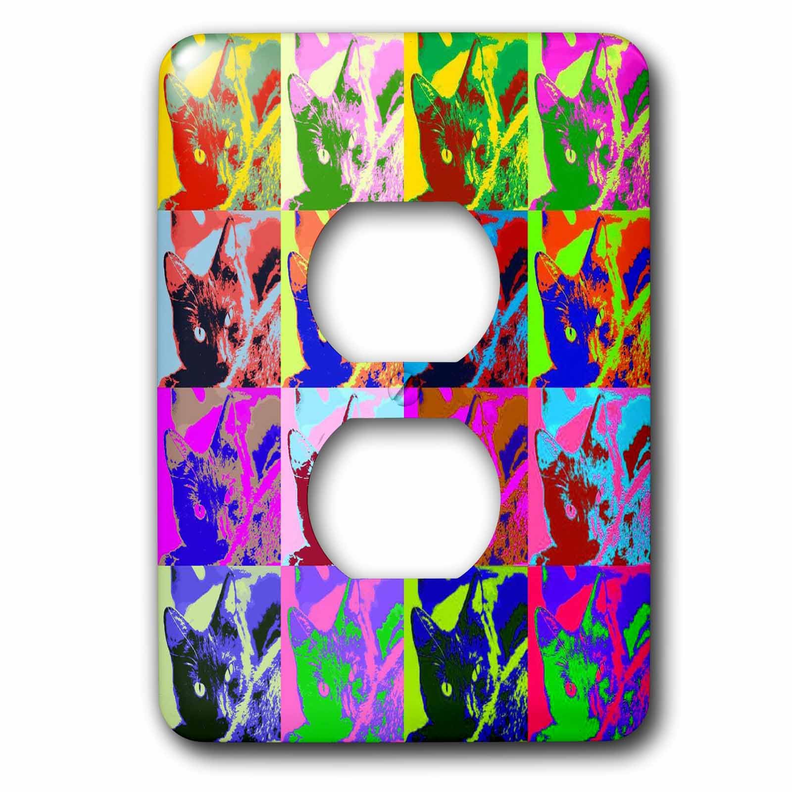Chat Pop Art 2 Prise plaque pour chambre d'enfant colorée