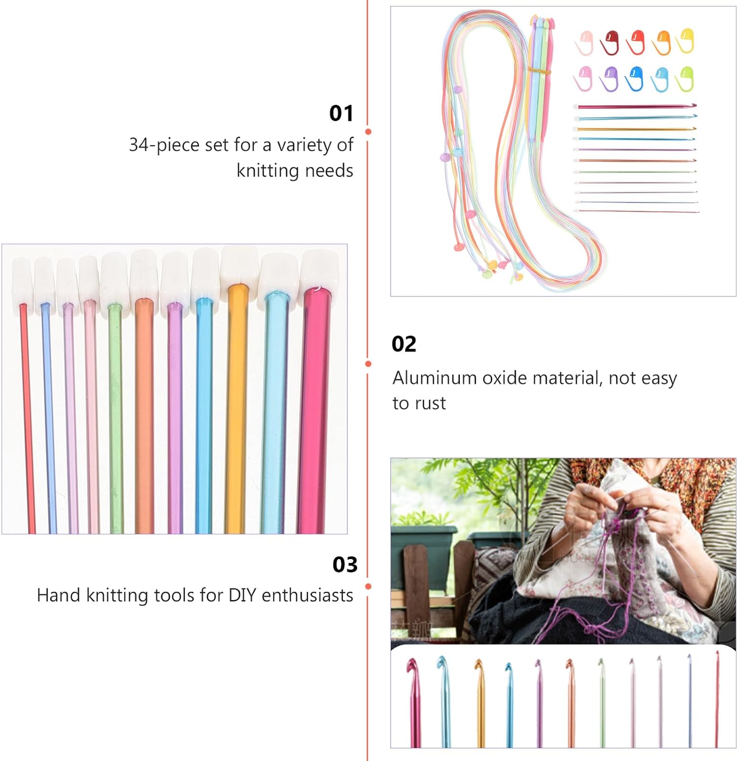 SOESFOUFU Aluminum Crochet Hook for Yarn Weaving Ergonomic Handheld Knitting Needles Craft Tools for Beginners and Experts Smooth Braiding Accessories for DIY Knitting Projects