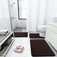 Vista 8 de Buganda - Juego de 3 alfombras de baño con espuma viscoelástica gruesa y suave, absorbentes, antideslizantes, lavables, distintos tamaños
