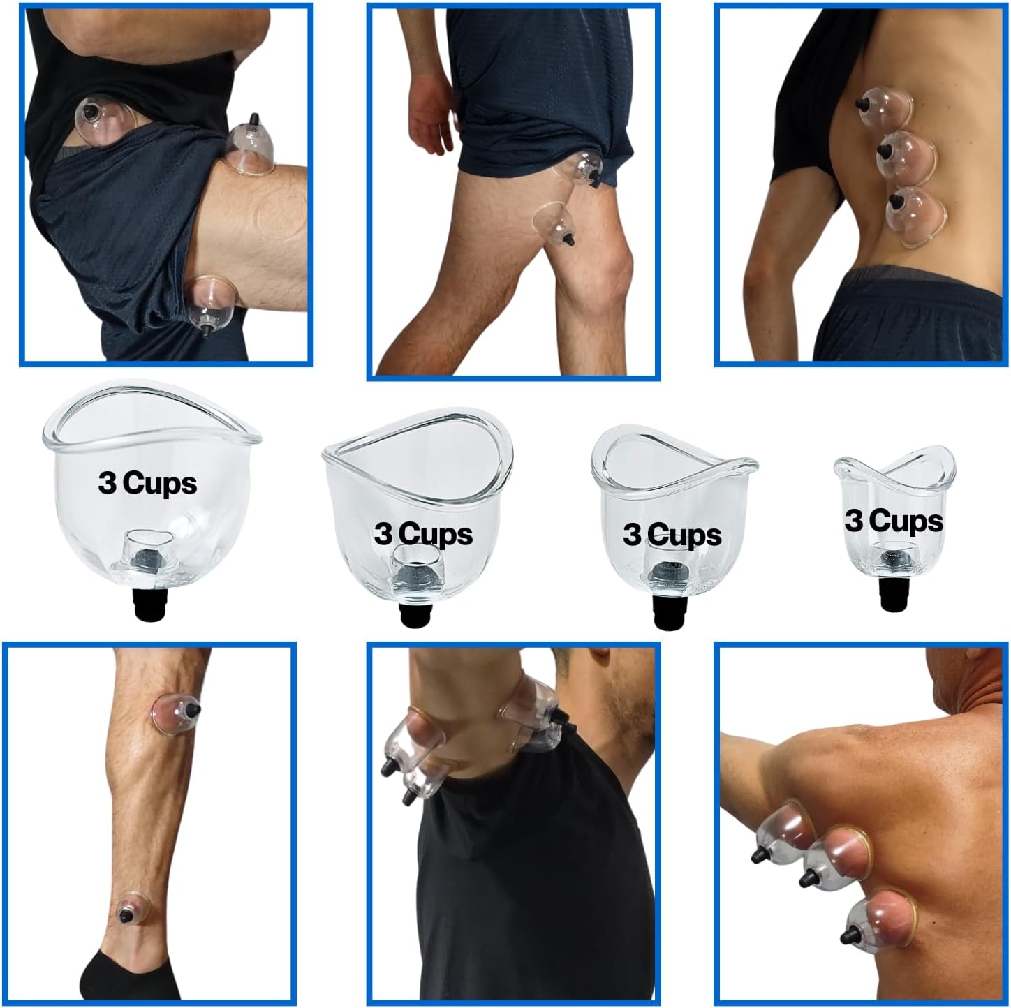 Cupping Warehouse® Poly Curve Cups™ – 12 Professional U-Shaped Polycarbonate Cups for Motion Therapy, Myofascial Release & Athletic Recovery with Strong Pump, Hose & Travel Bag - Image 6
