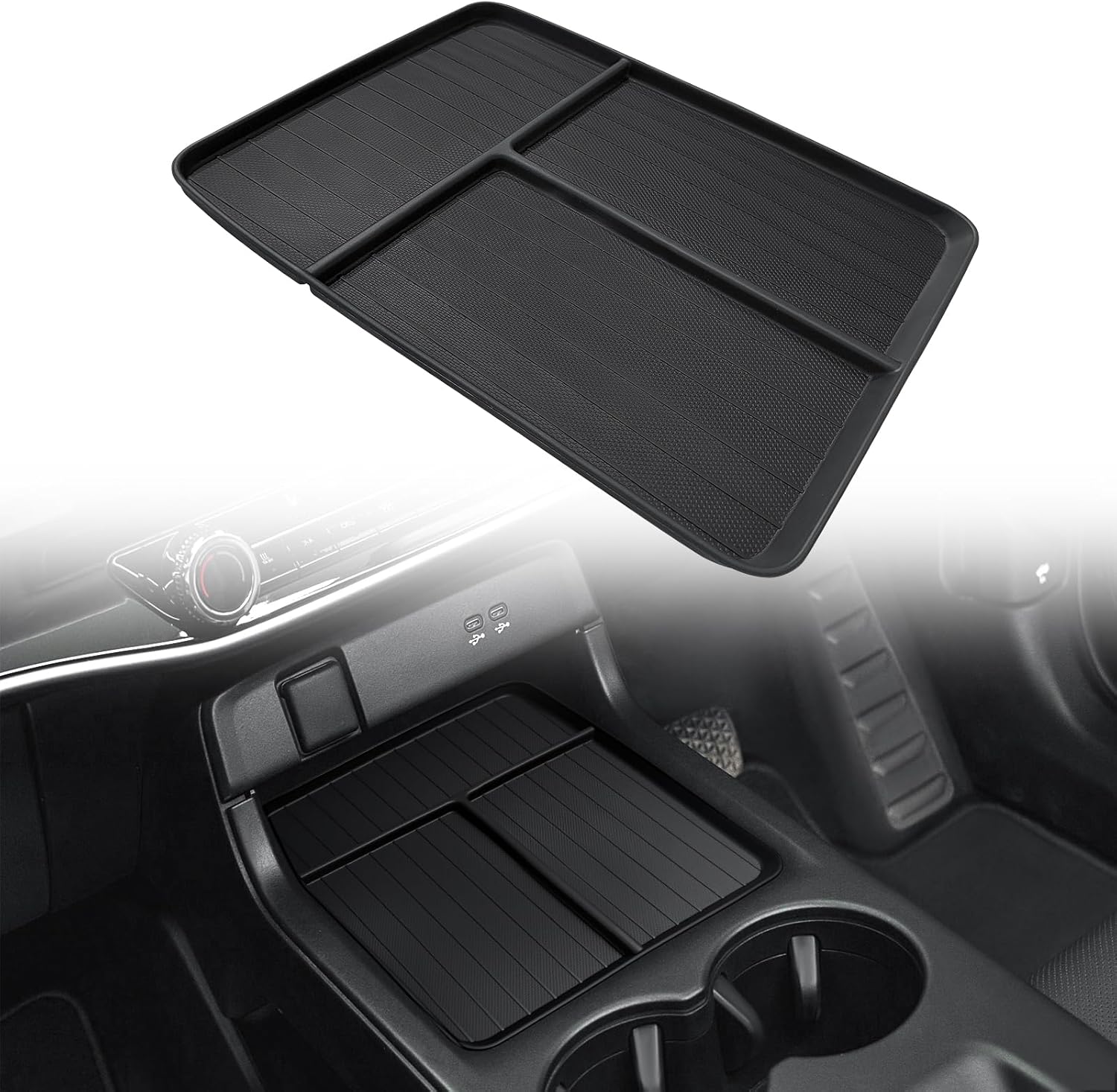 BestEvMod Center Console Front Organizer Compatible with Honda Prologue 2026 2025 2024 Accessories TPE Material Storage Tray Easy to Install and Clean Anti-Slip 3 Compartments