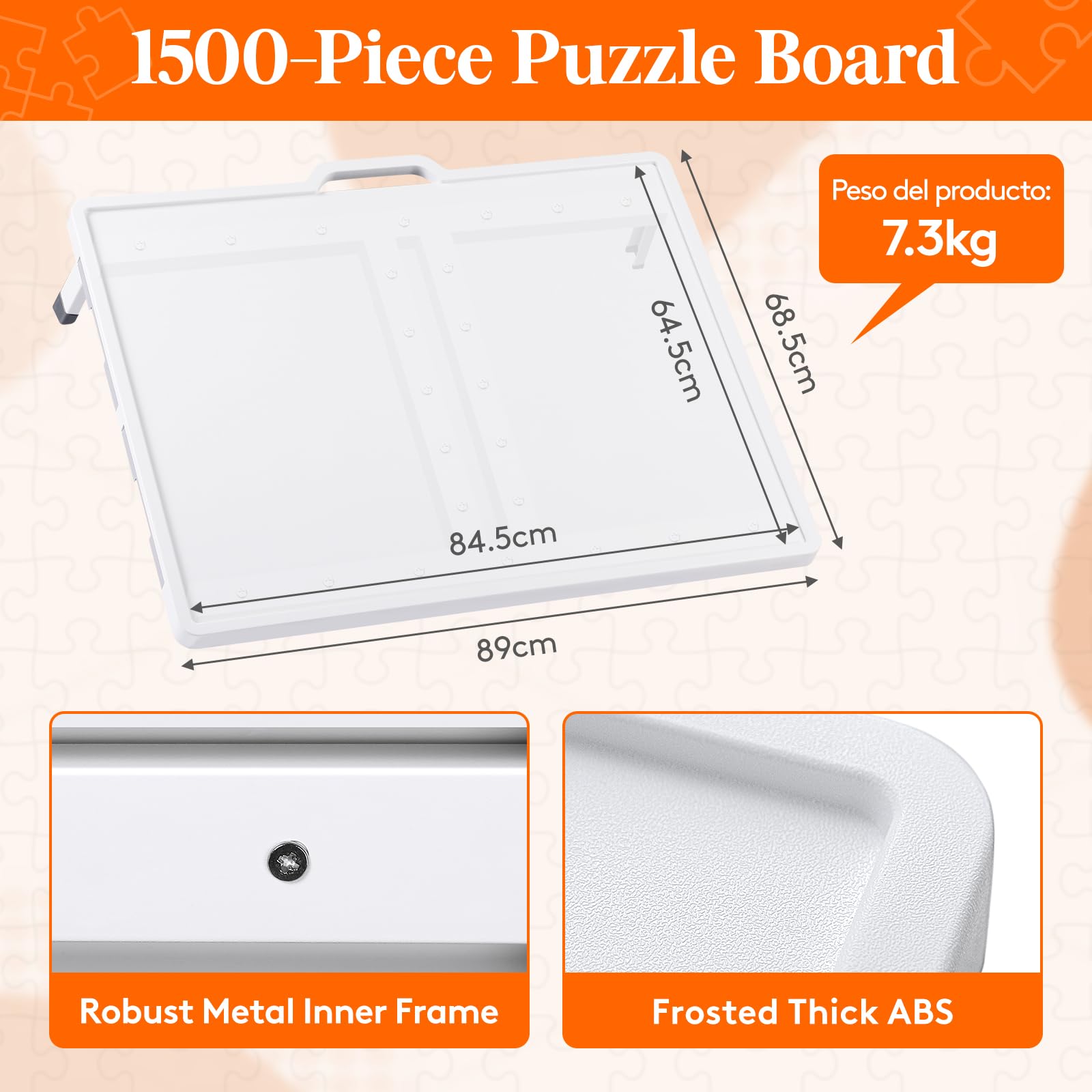 Lifewit 1500 PCS Puzzle Board con Soporte Inclinado, Tabla de Rompecabezas con 4 Cajones and Tapas, Multifuncional Plástico Tablero Puzzles Giratorio de 360°, 89 x 68.5cm, Blanco