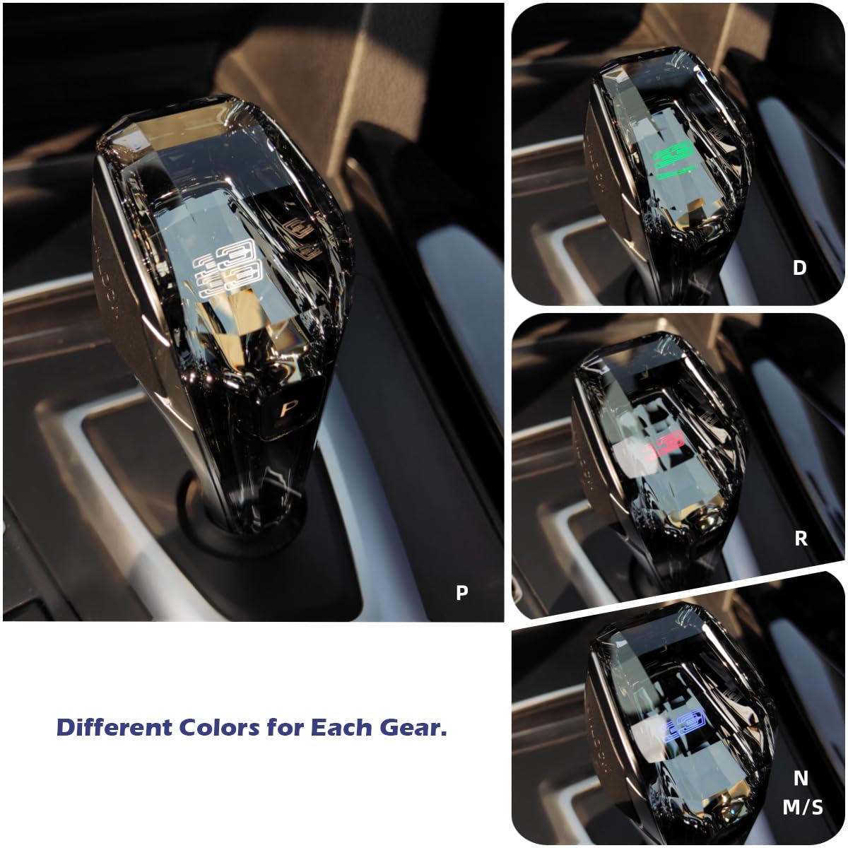 Crystal Shift Knob Gear Selector LED Color Changing with Gear Upgrade Compatible with LHD BMW 3 Series F30/F31/F34/F35