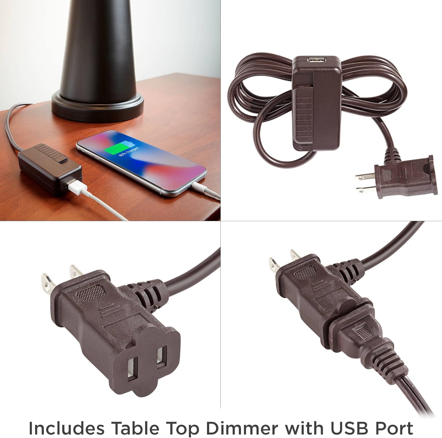 Possini Euro Design Julius Modern 3-Way Table Lamp 27" Tall with USB Charing Port Copper Drip Glaze Ceramic Rectangular Fabric Shade for Living Room Bedroom House Bedside Nightstand Home Office