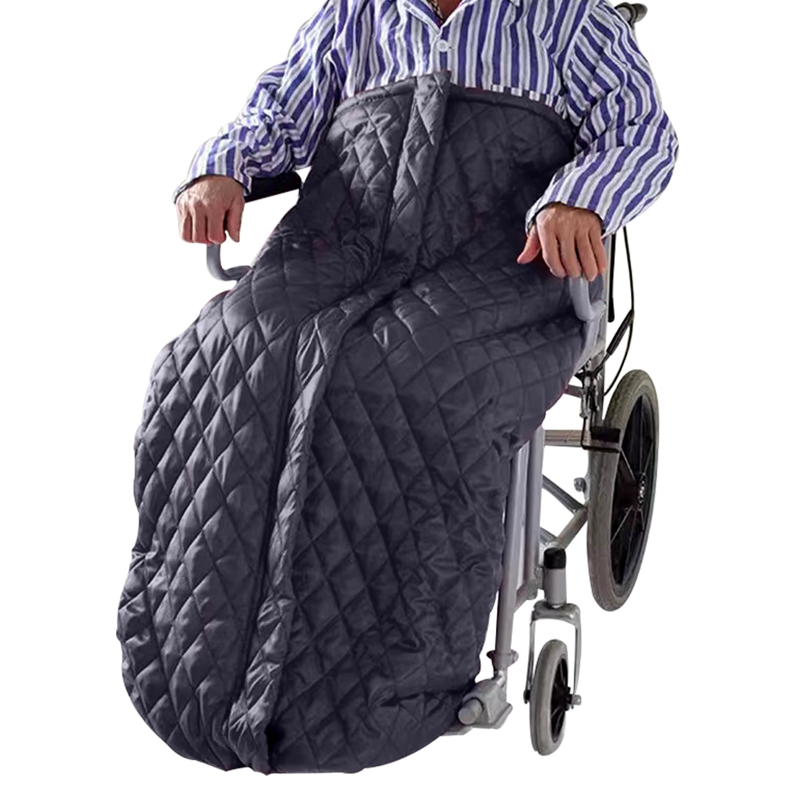 Manta térmica para silla de ruedas, ligera, con cremallera, para la parte inferior del cuerpo, para personas mayores, color negro