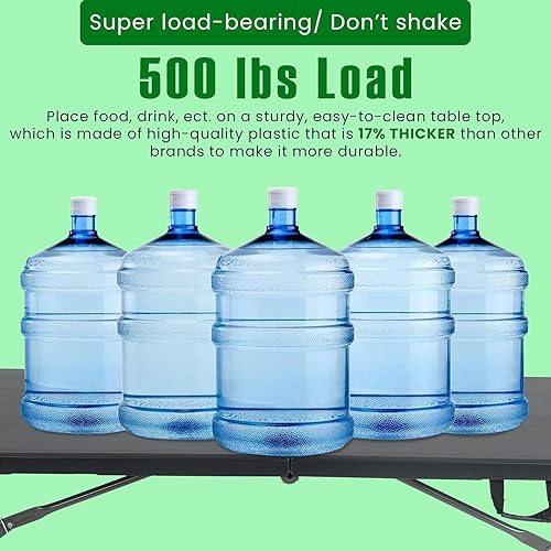 Miniatura 7 de MGHH Mesa plegable de 6 pies, mesa de plástico, mesa de campamento, mesa de picnic portátil plegable con asa de transporte para cocina, fiesta,