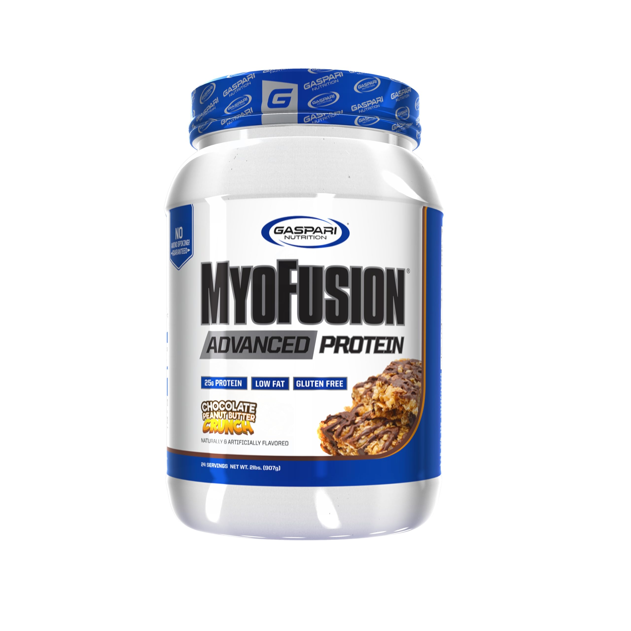 Gaspari Nutrition Myofusion Advanced Protein, Protein Blend with Whey Protein, Casein Protein and Isolate Protein, Low Fat and Gluten Free (Chocolate Peanut Butter Crunch, 2 Pound)