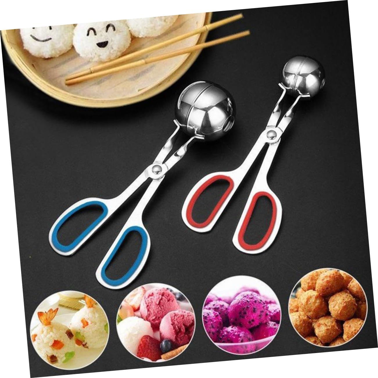 Unomor 3pcs Stainless Steel Meatball Maker Spoon Meatball Scoop Kitchen Gadget Diy Meat Ball Maker