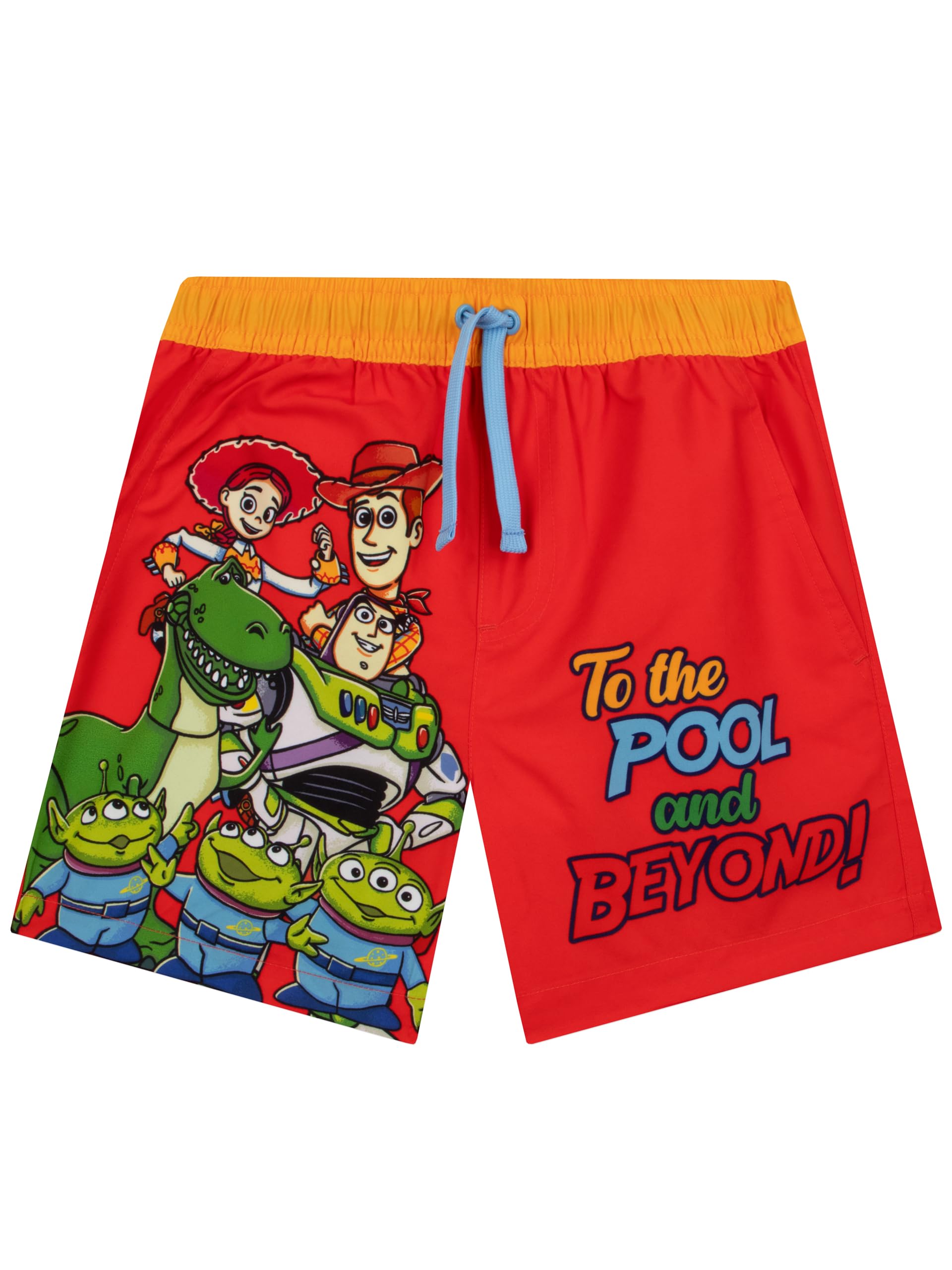 Disney Toy Story Boys Swimming Trunks, Woody and Friends Boys Swimming Shorts, Kids Swim Shorts for Summer, Red, 5-6 Years