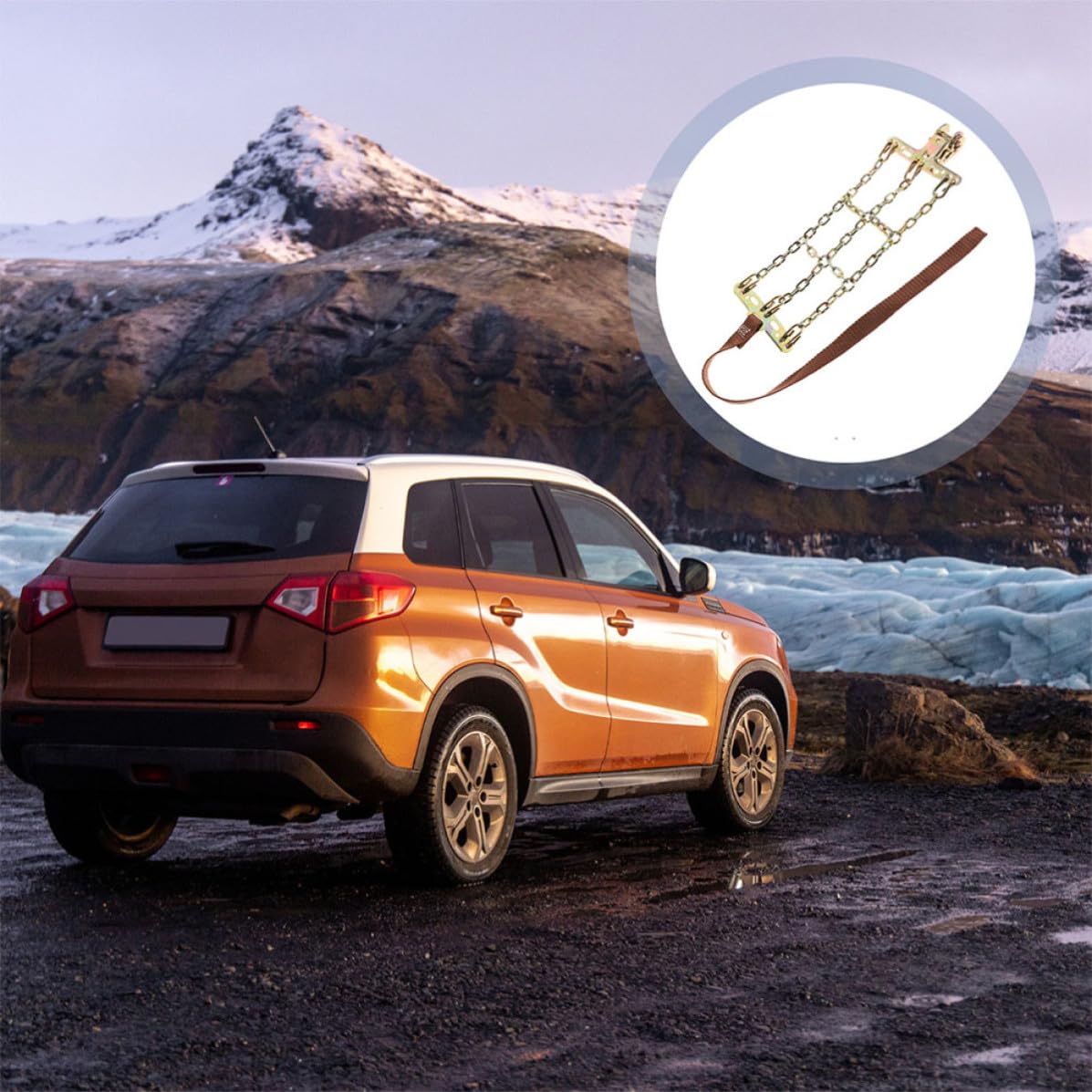 Cadenas de Nieve Antideslizantes de Acero Reforzado 2 Piezas para Coche Instalación Fácil para Terrenos Desafiantes y Nieve