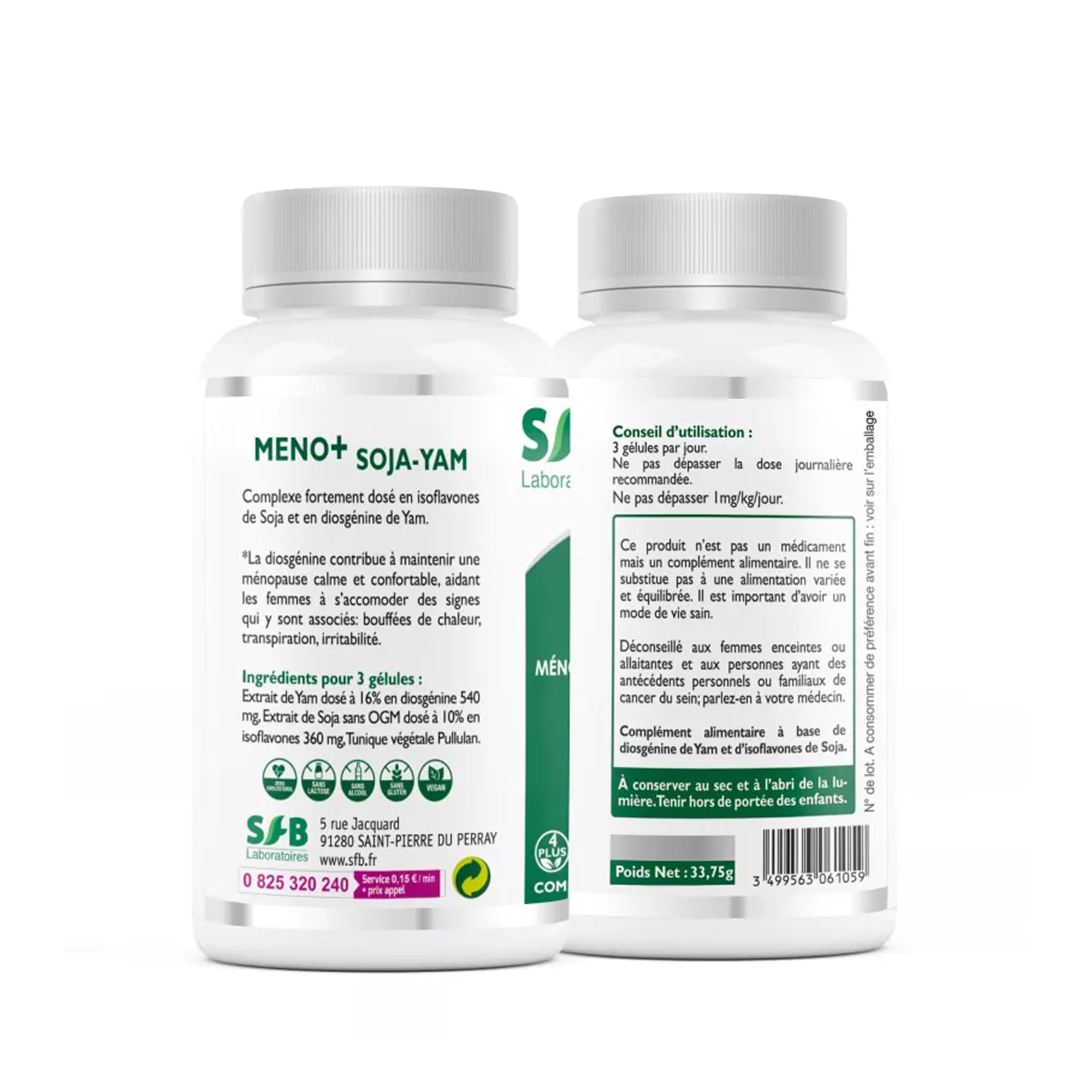 SFB Laboratoires – Complexe Ménopause Méno+ – Apaise Bouffées de Chaleur & Troubles de l’Humeur - Formule Naturelle & Sans Hormones – 60 Gélules Végétales – Cure 1 Mois – Fabriqué en France