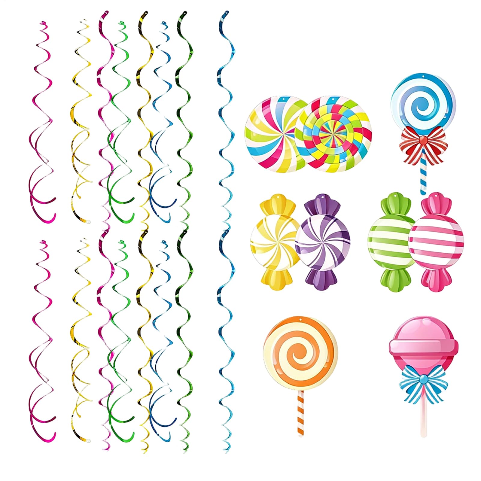 Serpentins de plafond sucette pour décorer un anniversaire thématique gourmand