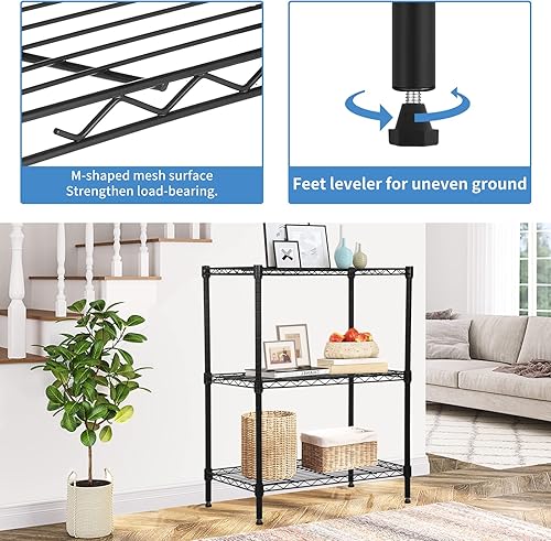 Miniatura 4 de BLKMTY Estante de cocina de 3 niveles, estante de almacenamiento ajustable, estante de metal para microondas, estantes NSF de 13.2 pulgadas de