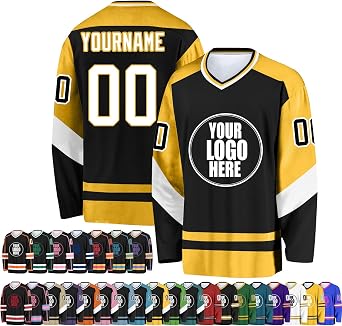 Custom Hockey Jersey for Men/Women/Youth/Kid, Personalized Name/Number/Logo Oversize Long-Sleeved Hockey Training Jersey