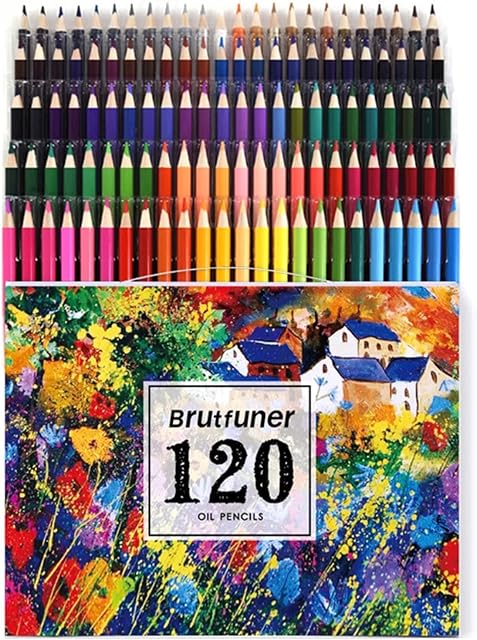 KKcare 48/72/120/160/180 Conjunto de lápis de cor a óleo Lápis de cor pré-afiados Suprimentos de arte para estudantes Adultos Artistas Desenho Esboço Livros para colorir