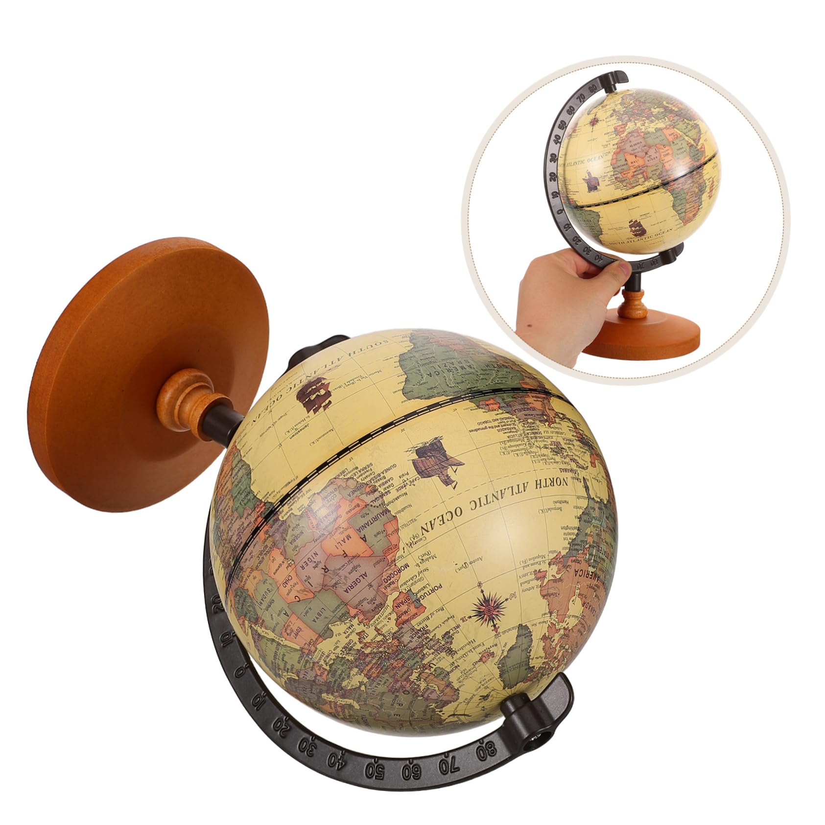 Vintage-weltkugel Für Den Schreibtisch: Elegante -skulptur Als Dekoration Mit Ständer Für Zuhause Oder Büro – Geographie-lernhilfe Für Die Schule